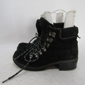 Born Womens Size 8 M Black Suede Lace Up Ankle Fashion Boots